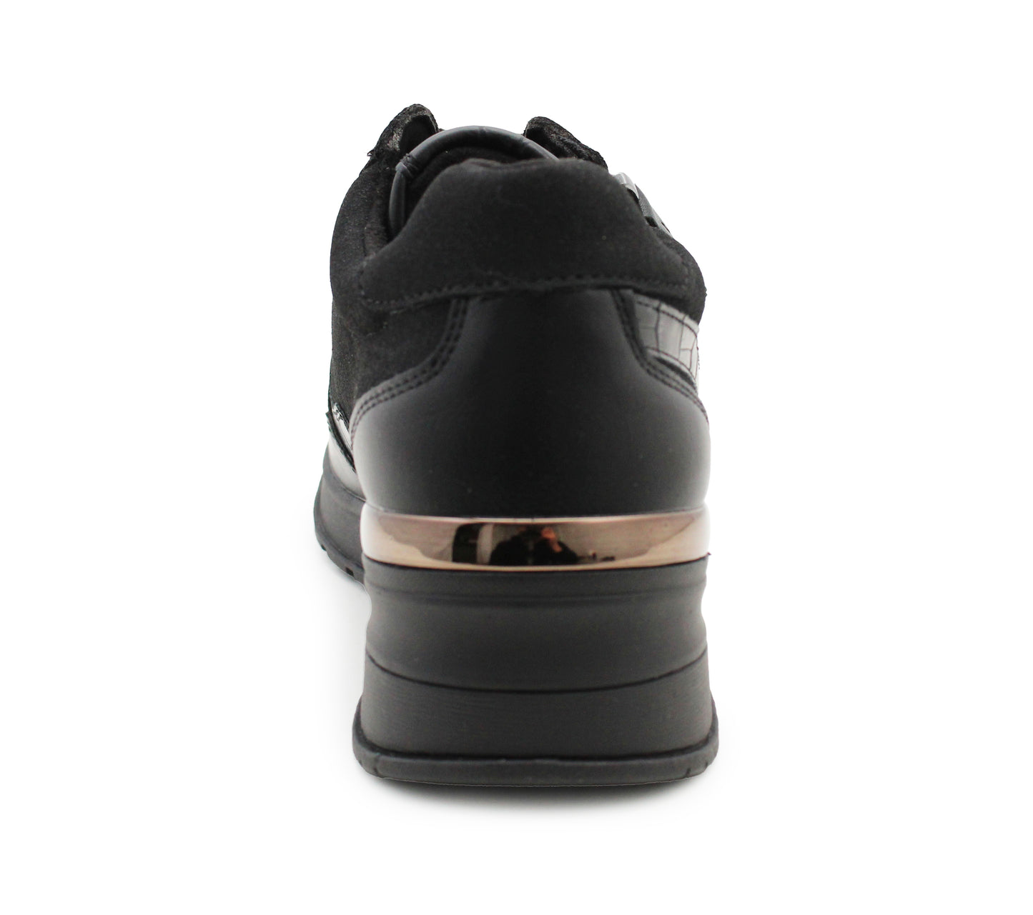 Womens Platform Wedge Trainers Black Lace Up Zip Memory Foam Casual Comfort Sneakers Cushioned Sole Fashion Shoes