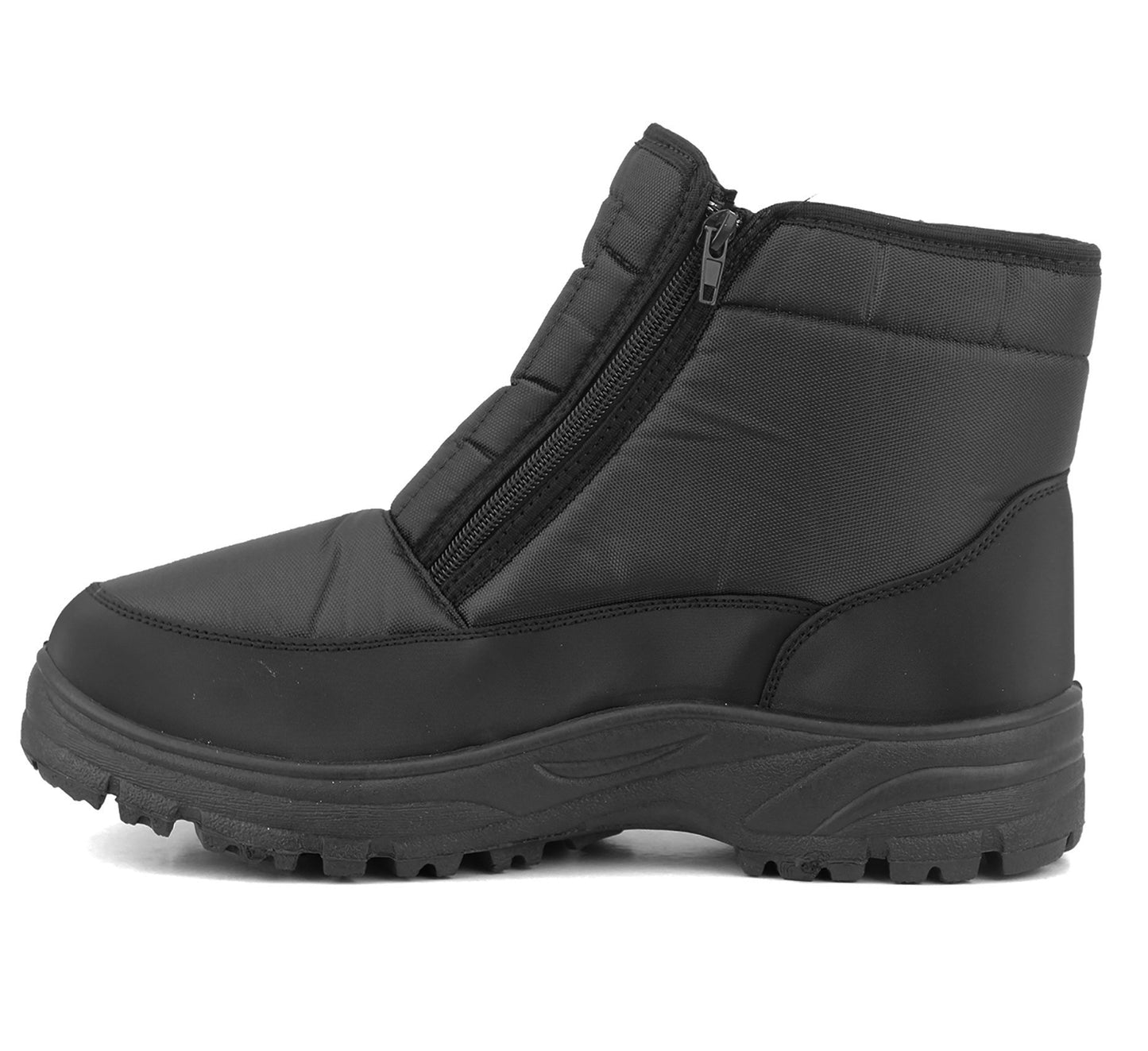 Mens Black Snow Boots Warm Thermal Fleece Lined Zip Up Slip On Insulated Outdoor Winter Walking Ankle Boots
