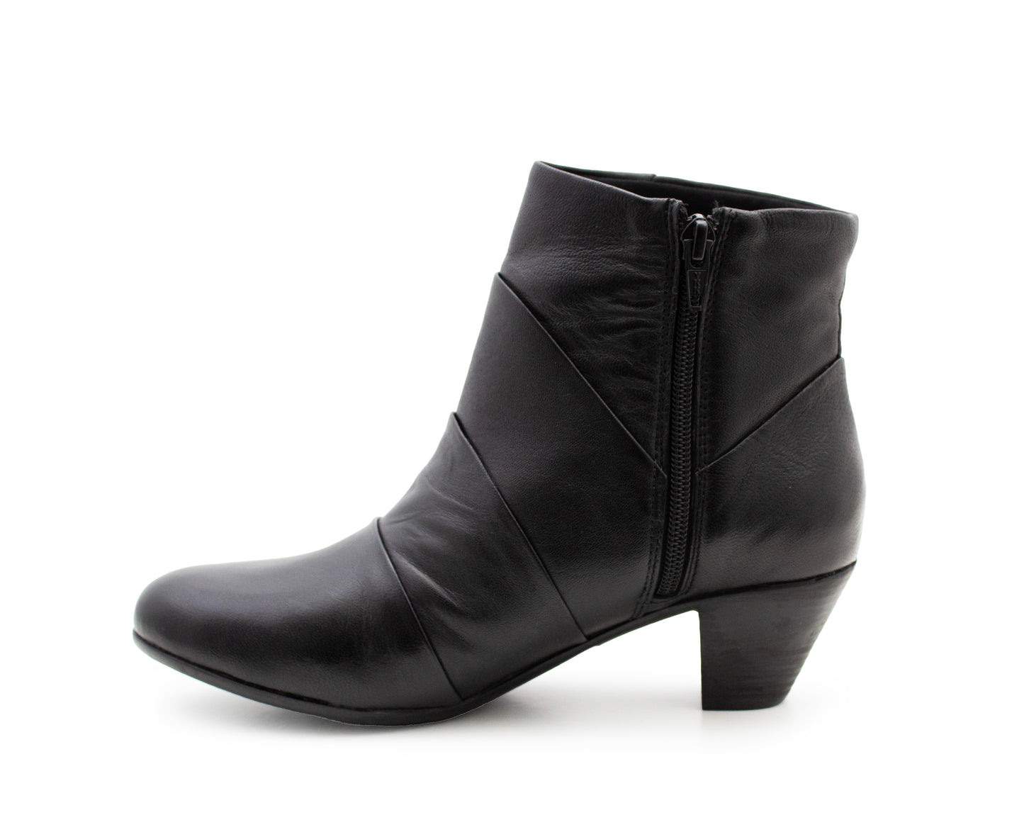Women's Leather Ankle Boots Ladies Memory Foam Zip Up Comfort Mid Heel Boots