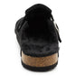 Mens Winter Slippers Faux Fur Lined Suede Clogs Slip On Adjustable Buckle Cork Footbed Backless Mules Houseshoes Slippers