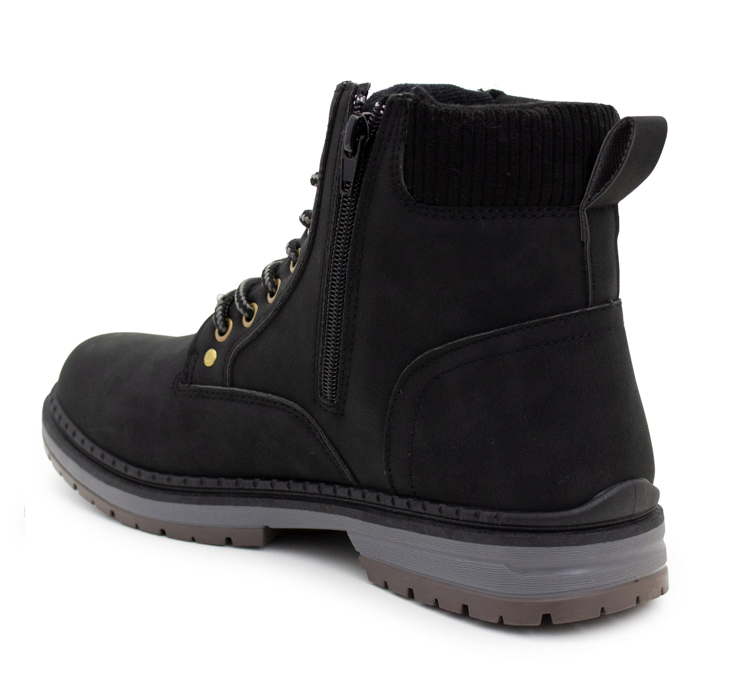 Mens Ankle Boots Faux Leather Smart Casual Lace Up Side Zip Padded Ankle Collar Fashion Combat Boots
