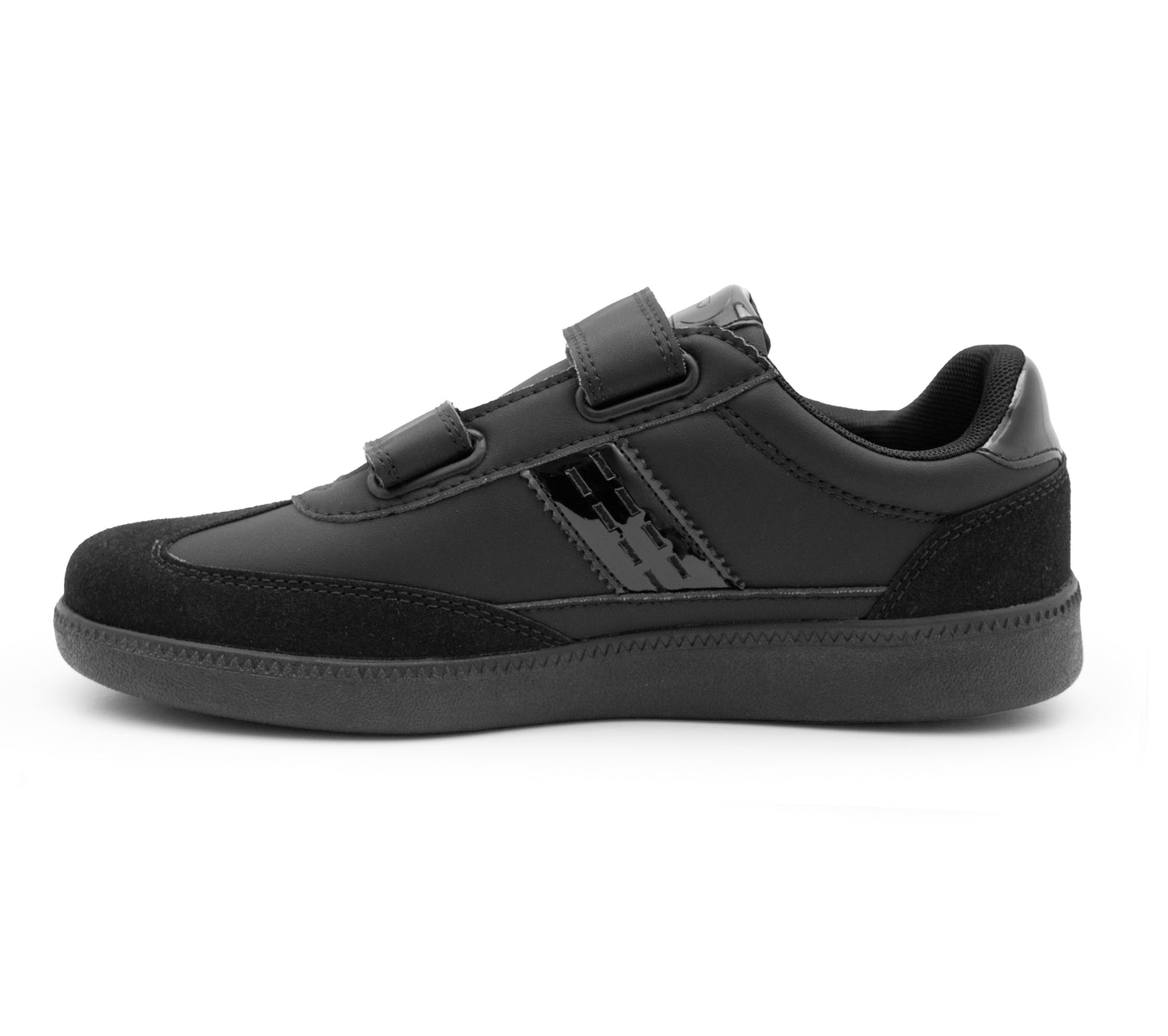 Boys Black Touch Fasten Trainers Kids Youth School Shoes Easy Fasten Slip On Sneakers Smart Uniform Sports Trainer Pumps Shoe