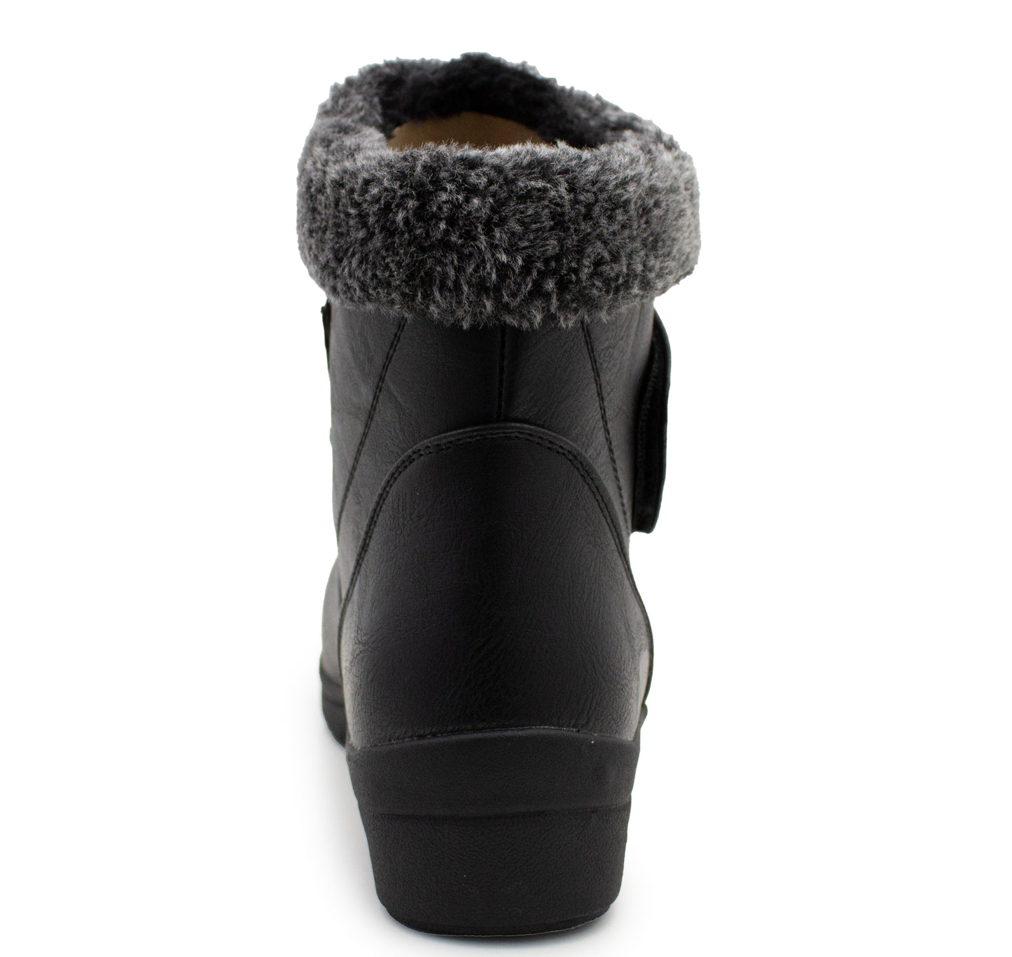 Womens Winter Boots Warm Faux Fur Lined Ladies Touch Fasten Strap Ankle Boots