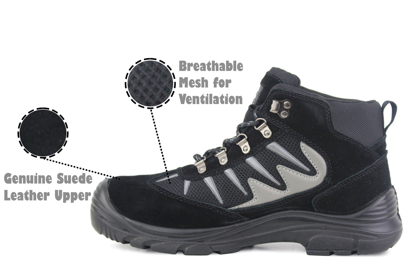 Mens Suede Leather Breathable Steel Toe Cap Safety Hiker Work Boots