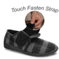 Mens Touch Fasten Slippers Navy Blue Check Felt Wide Opening House Shoes Casual Comfort Indoor Slipper (Copy)