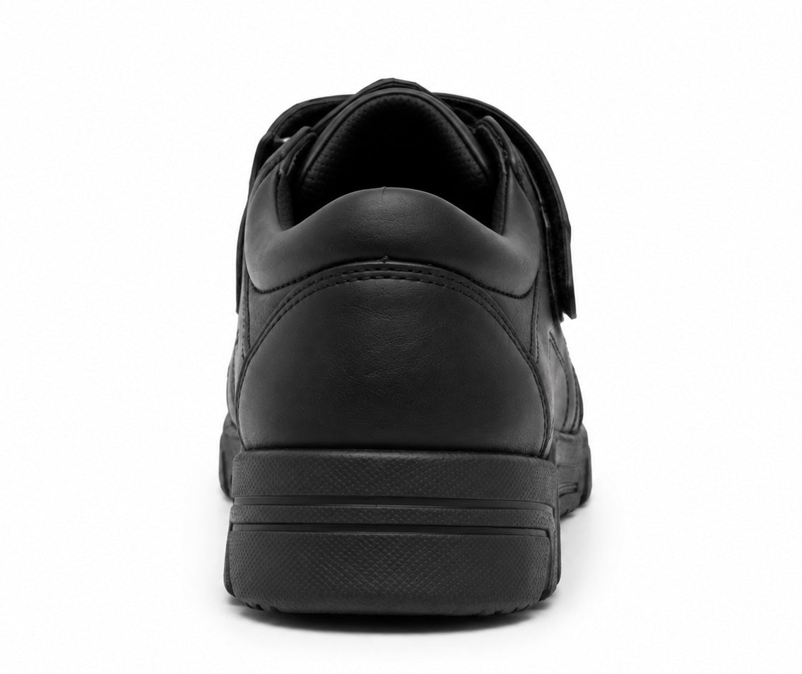 Boys Touch Fasten School Shoes Faux Leather Black to School Kids Smart Uniform Shoes