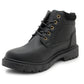 Mens Ankle Boots Faux Leather Smart Casual Lace Up Fashion Combat Boots in Black
