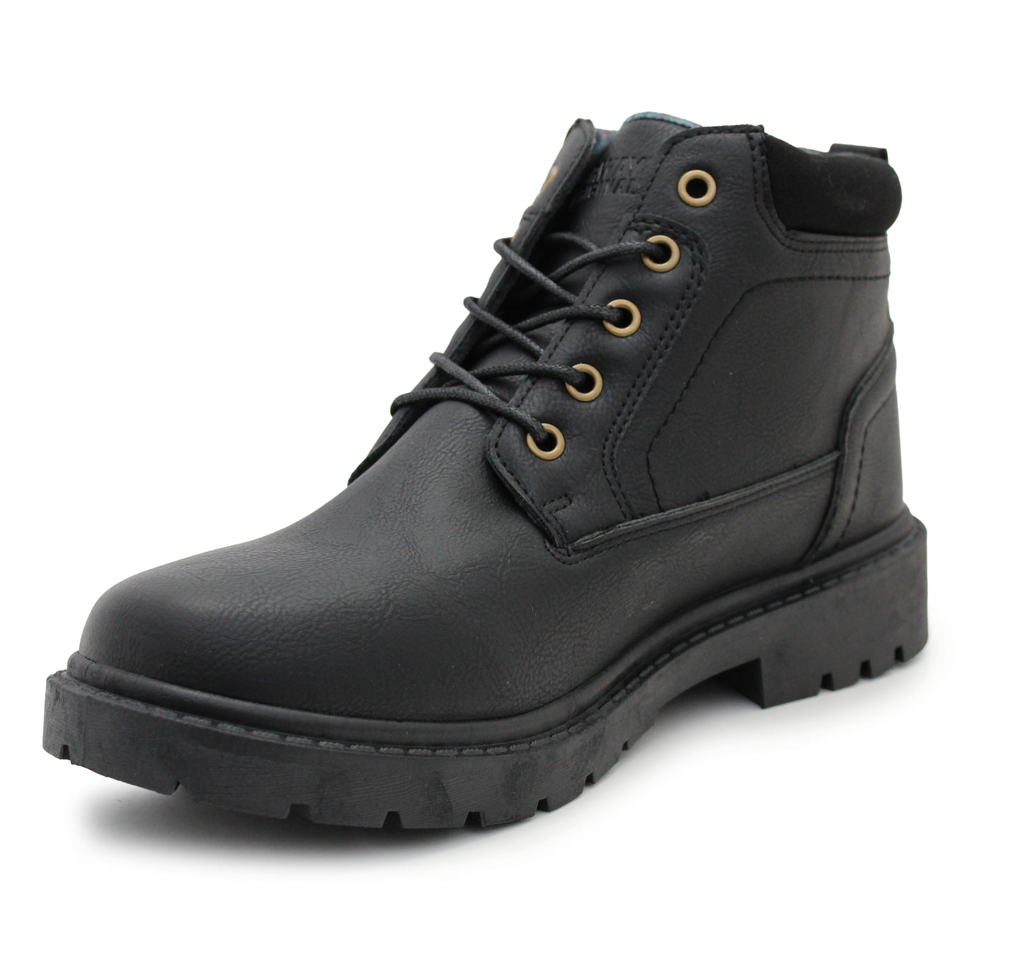 Mens Ankle Boots Faux Leather Smart Casual Lace Up Fashion Combat Boots in Black