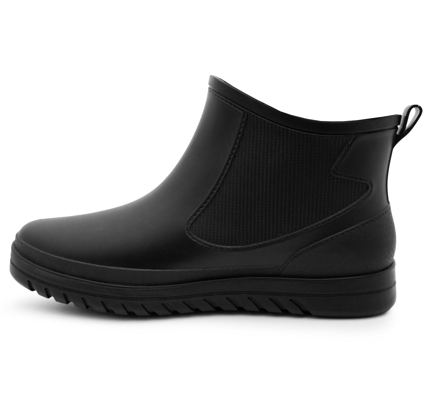 Mens Ankle Wellies Boots All Black Short Slip On Waterproof Garden Chelsea Rain Boot Snow Farm Gardening Outdoor Festival Wellingtons
