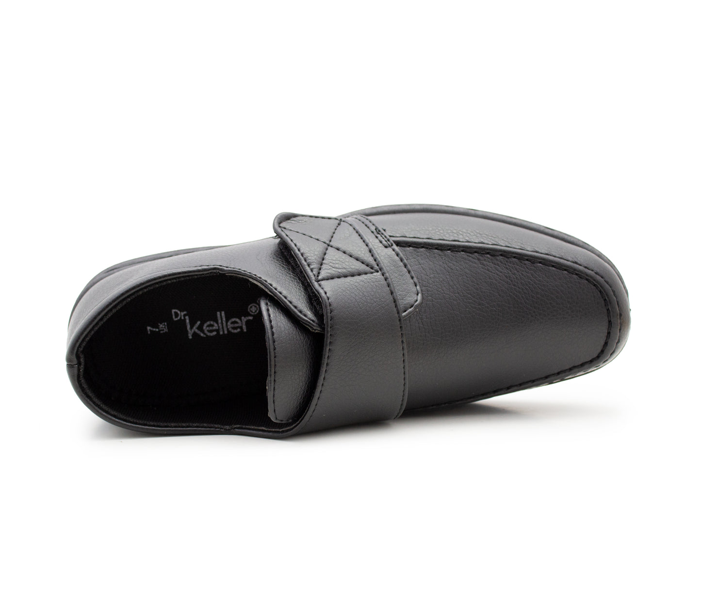 Mens Touch Fasten Formal Shoes Black Faux Leather Gel Foam Insole Smart Office Loafers