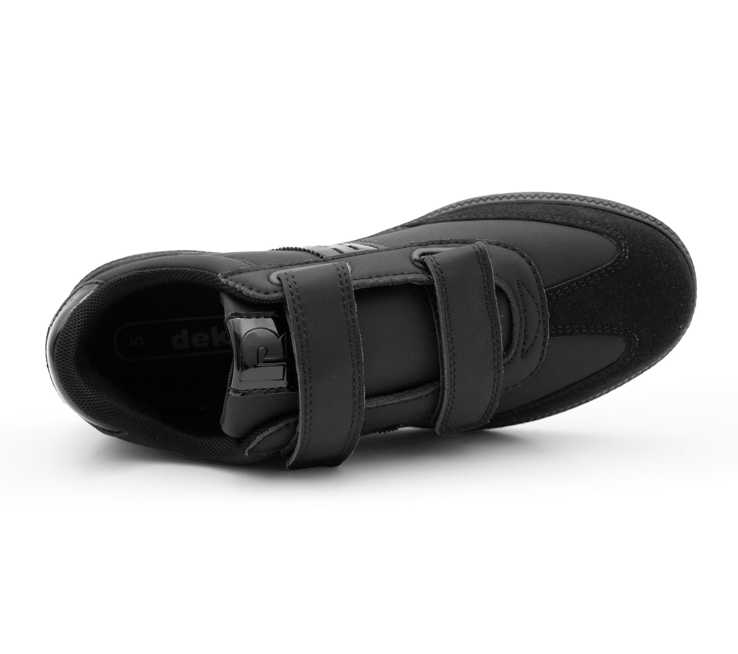 Boys Black Touch Fasten Trainers Kids Youth School Shoes Easy Fasten Slip On Sneakers Smart Uniform Sports Trainer Pumps Shoe