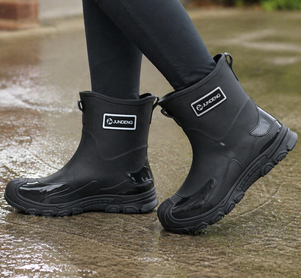 Womens Short Wellies Waterproof Ladies Mid Calf Wellington Boots Garden Walking Outdoor Mud Snow Rain Boots