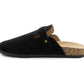 Womens Faux Suede Clogs Slip On Adjustable Buckle Cork Footbed Arch Support Ladies Backless Mules Flat Casual Slippers
