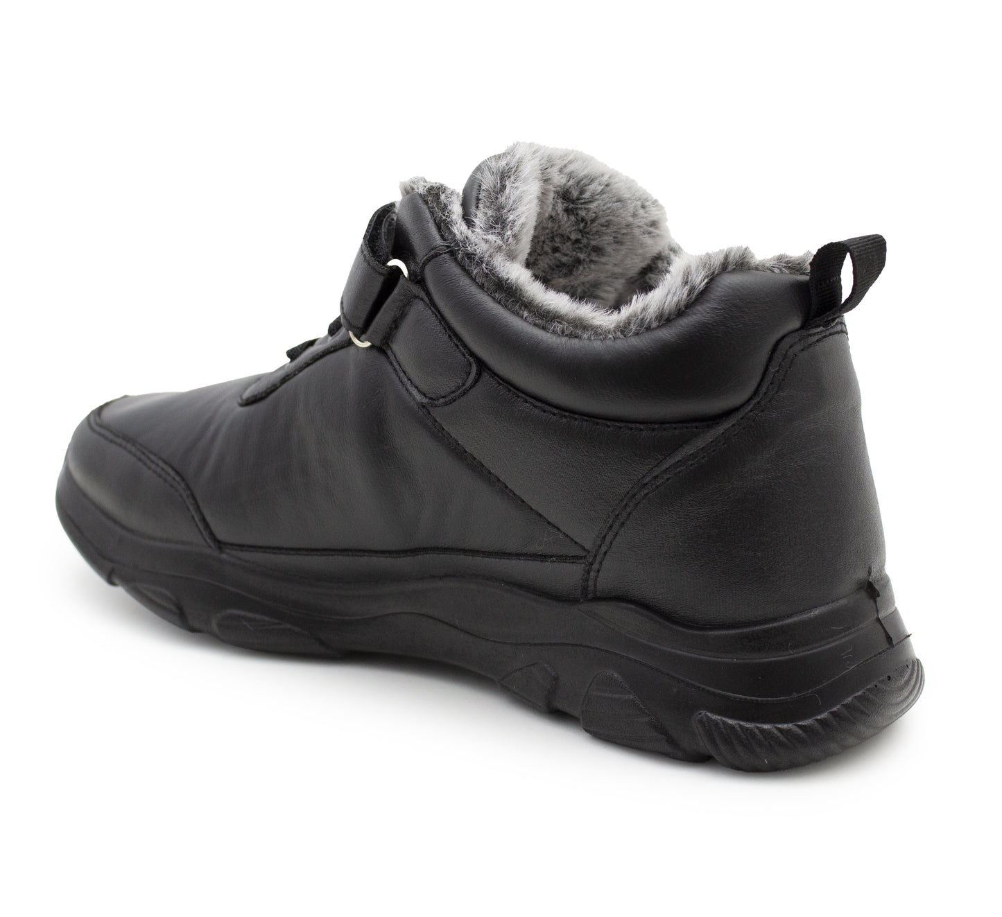 Mens Winter Snow Boots Thermal Faux Fur Lined Insulated Touch Fasten Lightweight Faux Leather Outdoor Walking Trainers