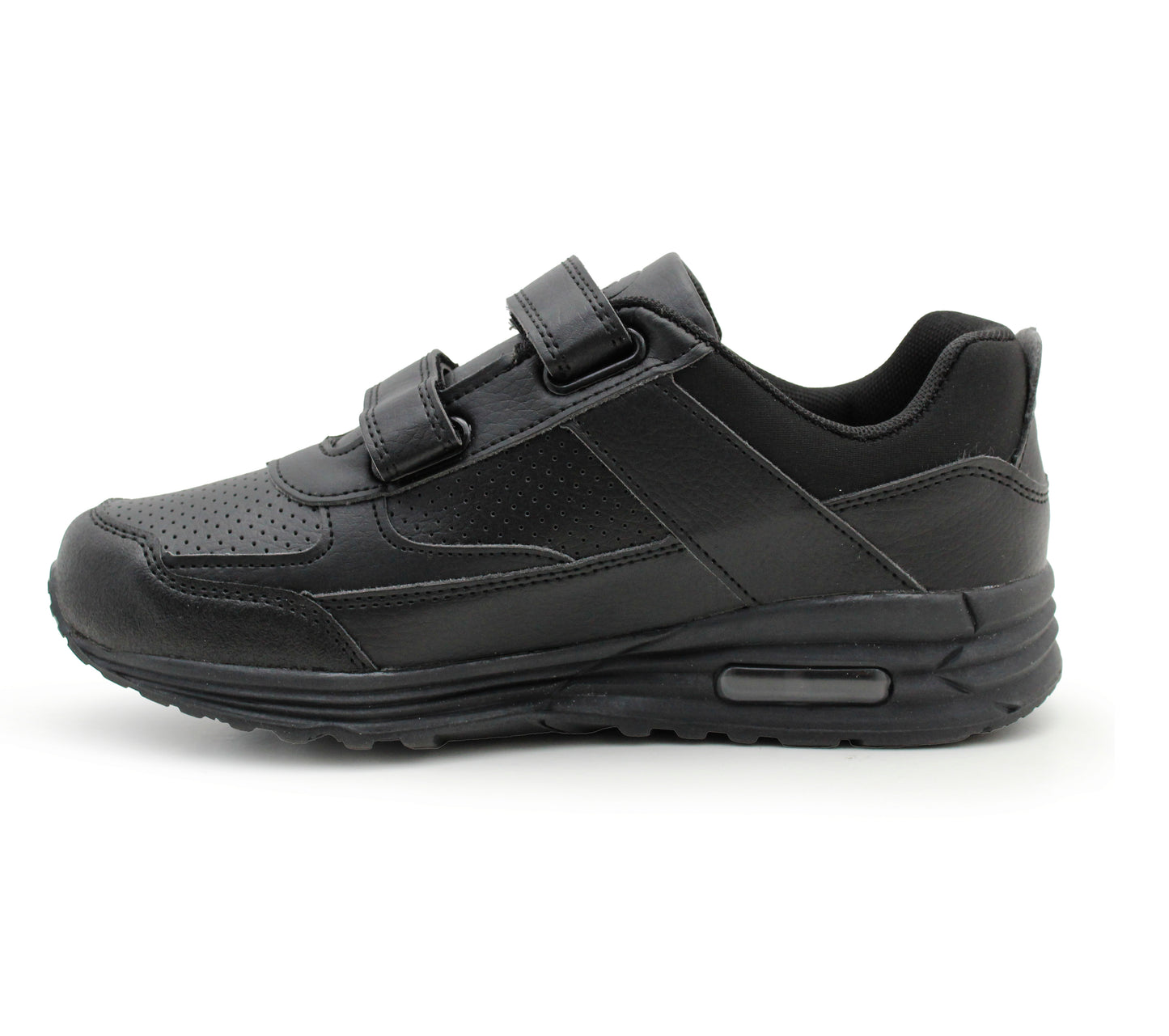 Kids Boys Black School Trainers Easy Fasten Touch Fastening Shoes Faux Leather Smart Uniform Sports Sneakers for Toddlers, Juniors & Older Boys