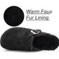 Mens Winter Slippers Faux Fur Lined Suede Clogs Slip On Adjustable Buckle Cork Footbed Backless Mules Houseshoes Slippers