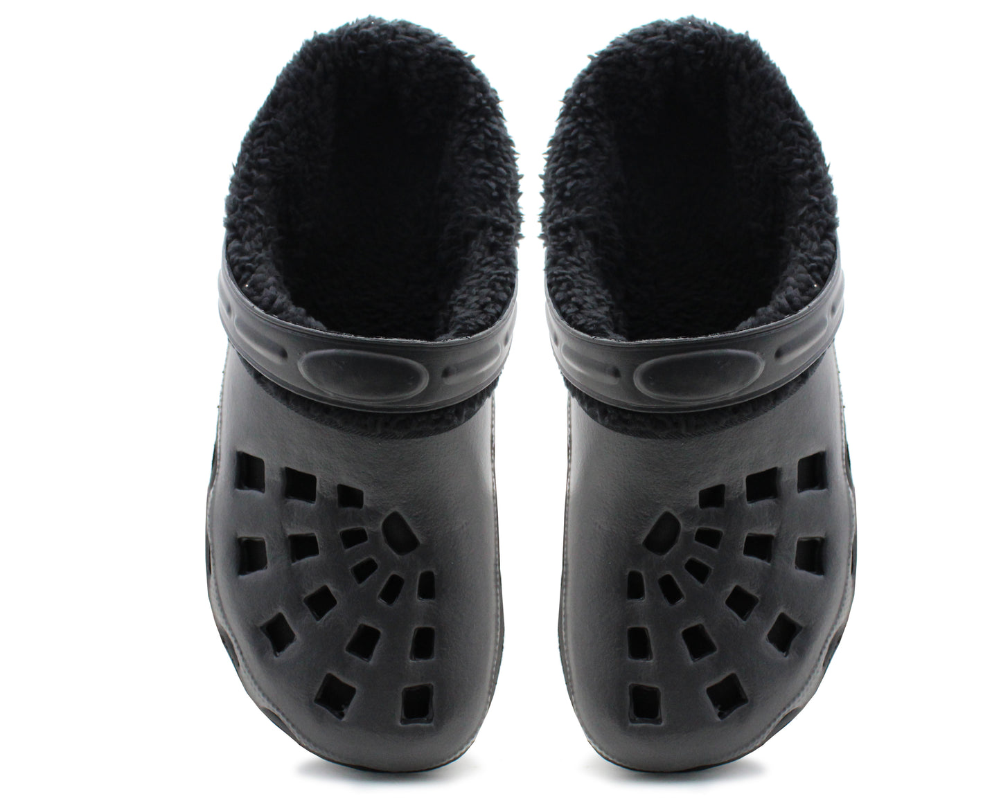 Womens Warm Fur Lined Thermal Black Garden Clogs Lightweight EVA Slip On Slippers Kitchen Nurse Indoor House Shoes Sandals