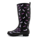 Womens Adjustable Calf Wellies Black Dragonfly Waterproof Ladies Fashion Festival Dog Walking Rain Mud Wellington Boots