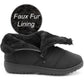 Womens Winter Black Boots Faux Fur Lined Zip Up Warm Insulated Ladies Slip On Quilted Thermal Ankle Boot
