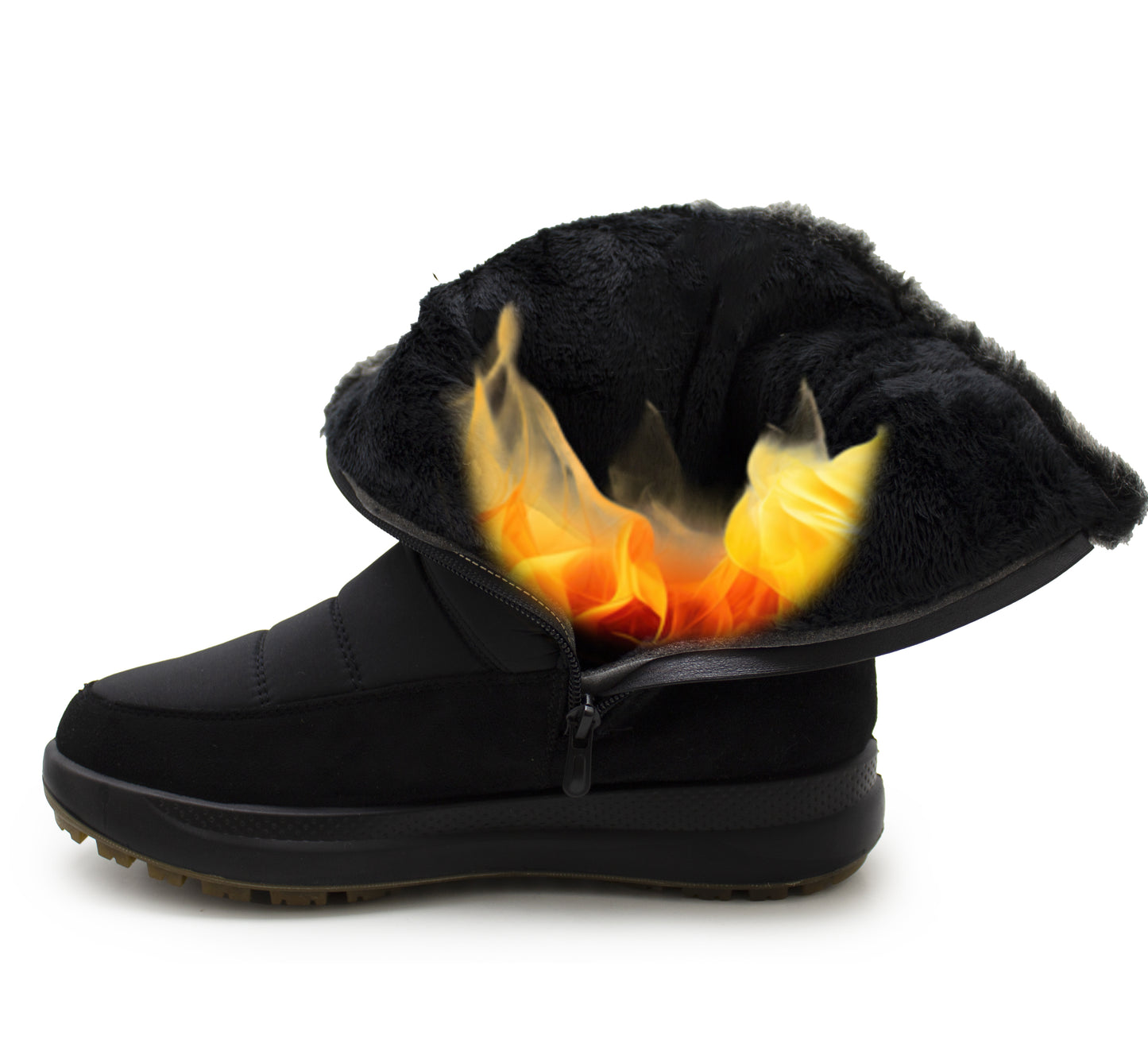 Womens Winter Snow Boots Warm Insulated Faux Fur Lined Ladies Mid Calf Zip Up Quilted Boots