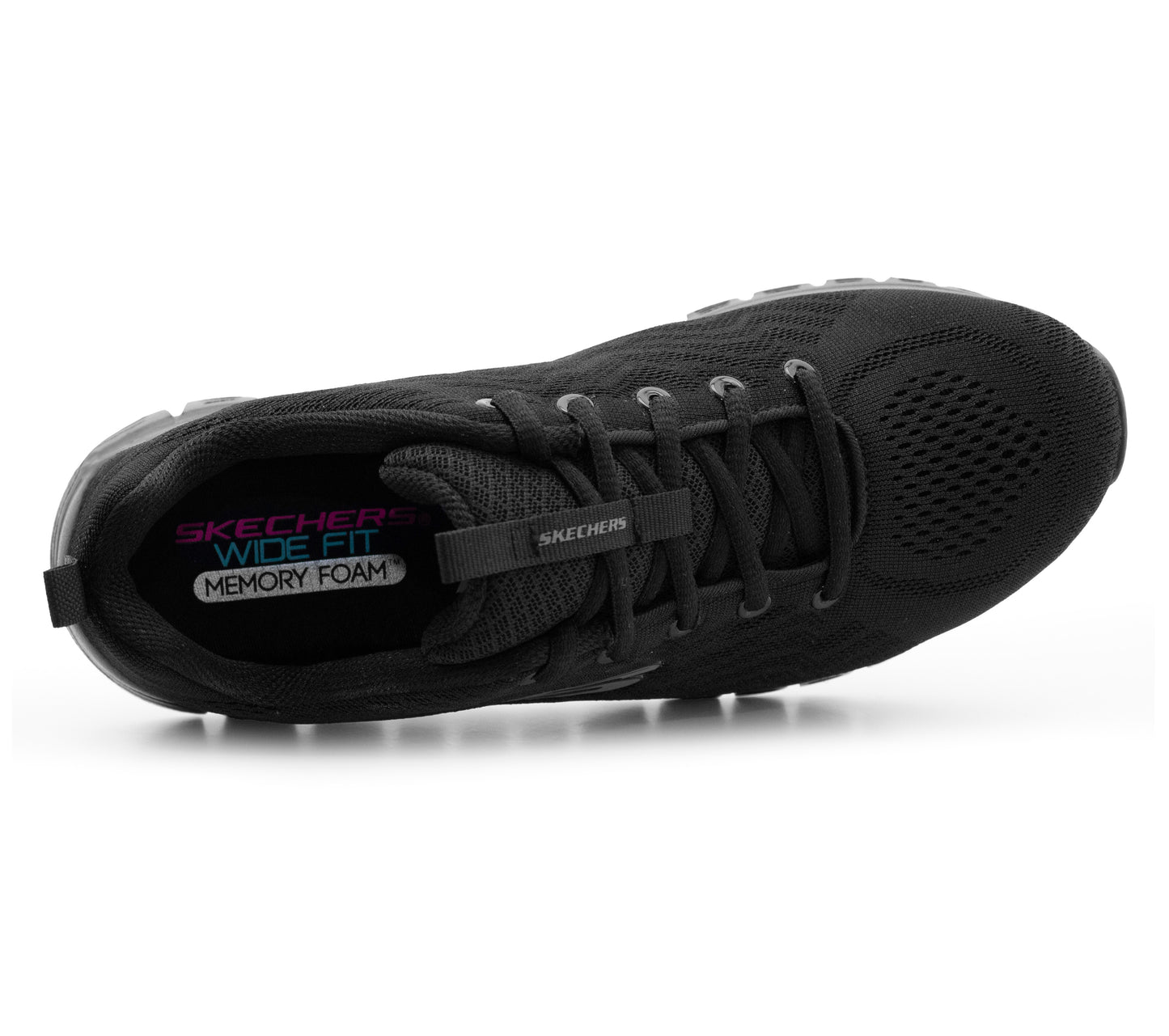 Skechers 12615 Graceful Wide Fit Womens Trainers Memory Foam Ladies Sneakers Black Mesh