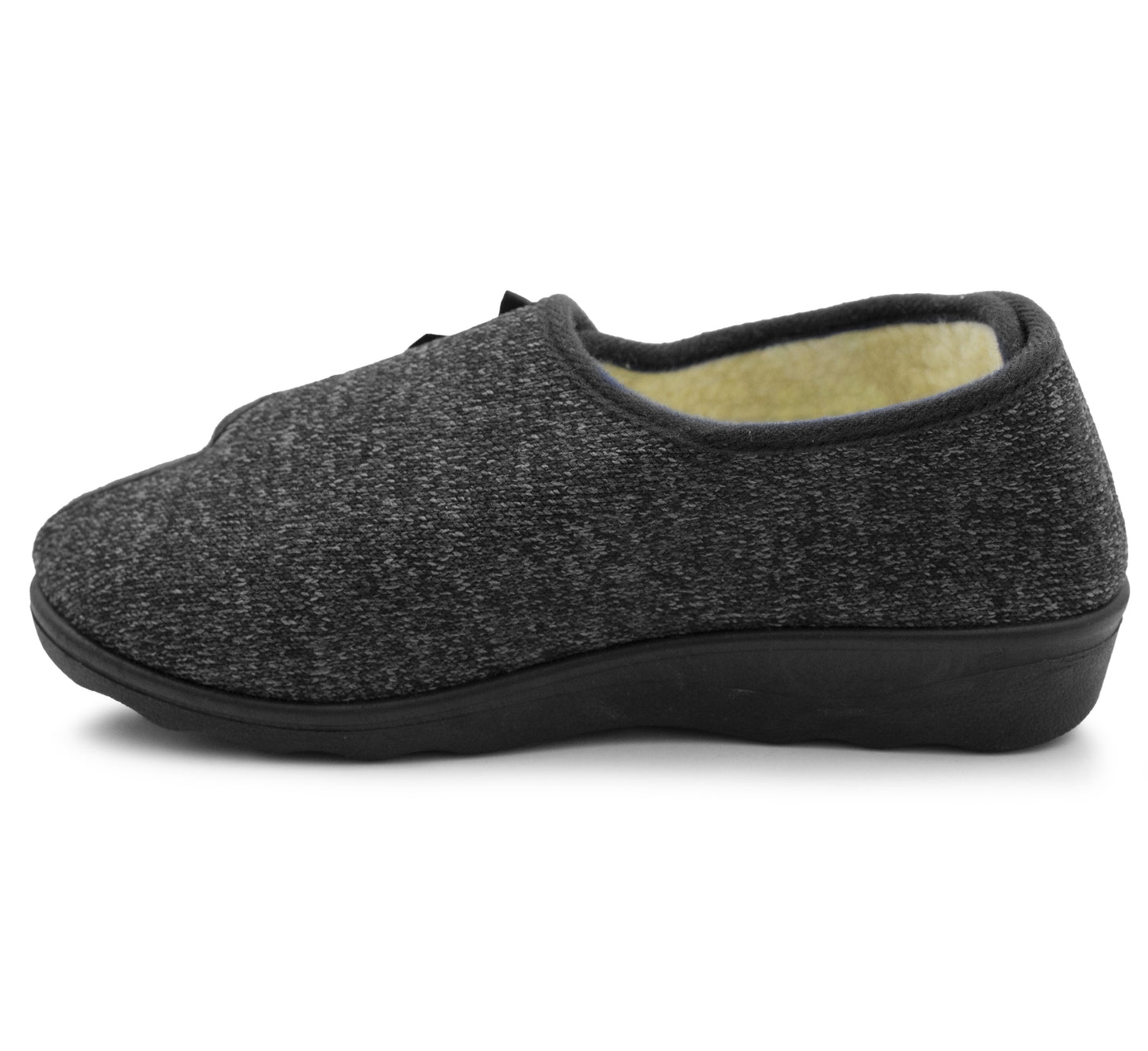 Womens Slippers Warm Fleece Lined Twin Touch Fasten Wide Opening Diabetic Ladies Felt Winter Slip On House Shoes