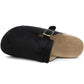 Mens Faux Suede Clogs Slip On Adjustable Buckle Cork Footbed Arch Support Backless Mules Flat Casual Slippers