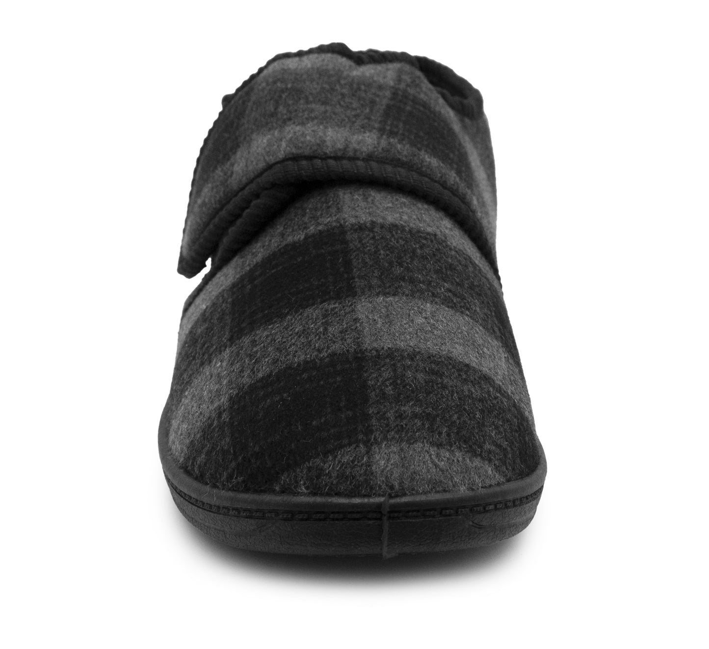 Mens Touch Fasten Slippers Navy Blue Check Felt Wide Opening House Shoes Casual Comfort Indoor Slipper (Copy)