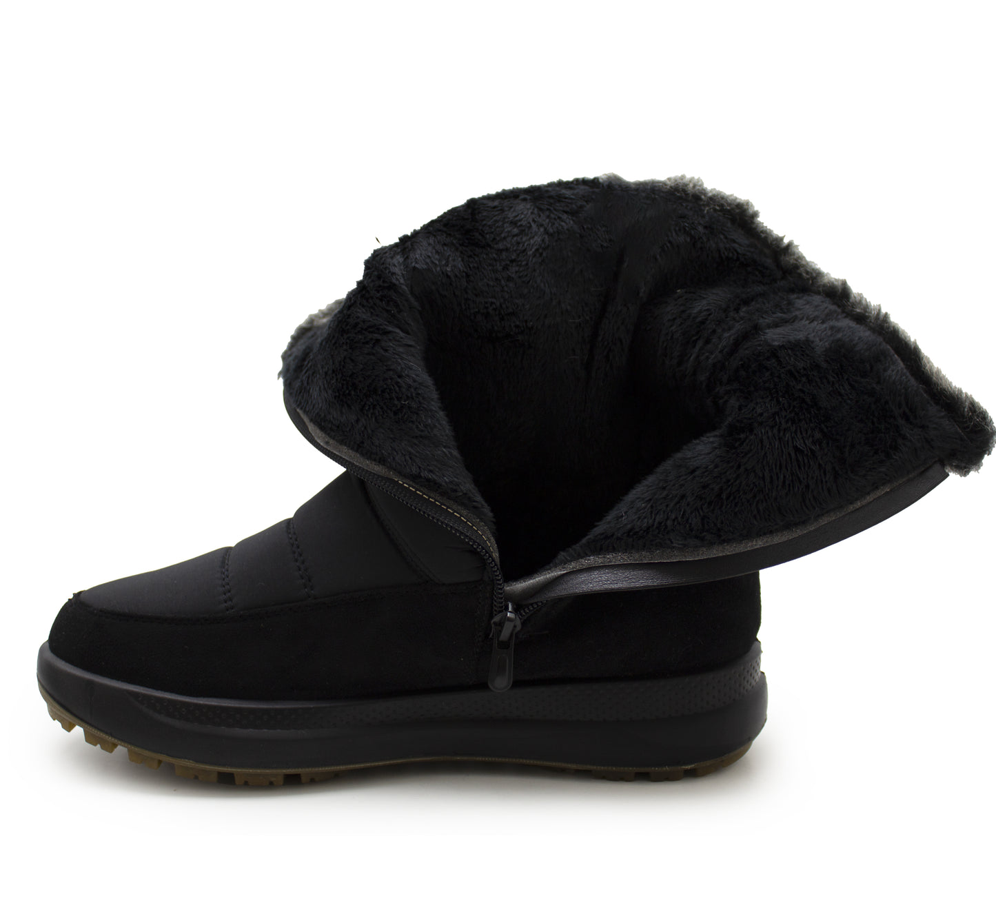 Womens Winter Snow Boots Warm Insulated Faux Fur Lined Ladies Mid Calf Zip Up Quilted Boots