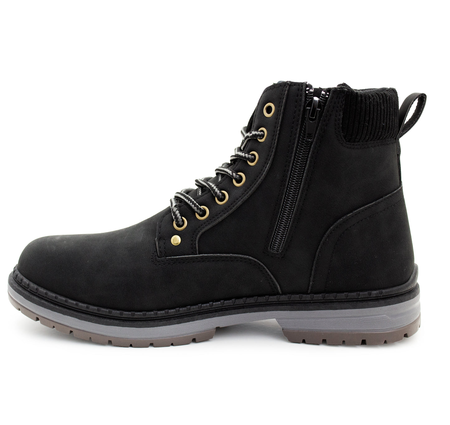 Mens Ankle Boots Faux Leather Smart Casual Lace Up Side Zip Padded Ankle Collar Fashion Combat Boots