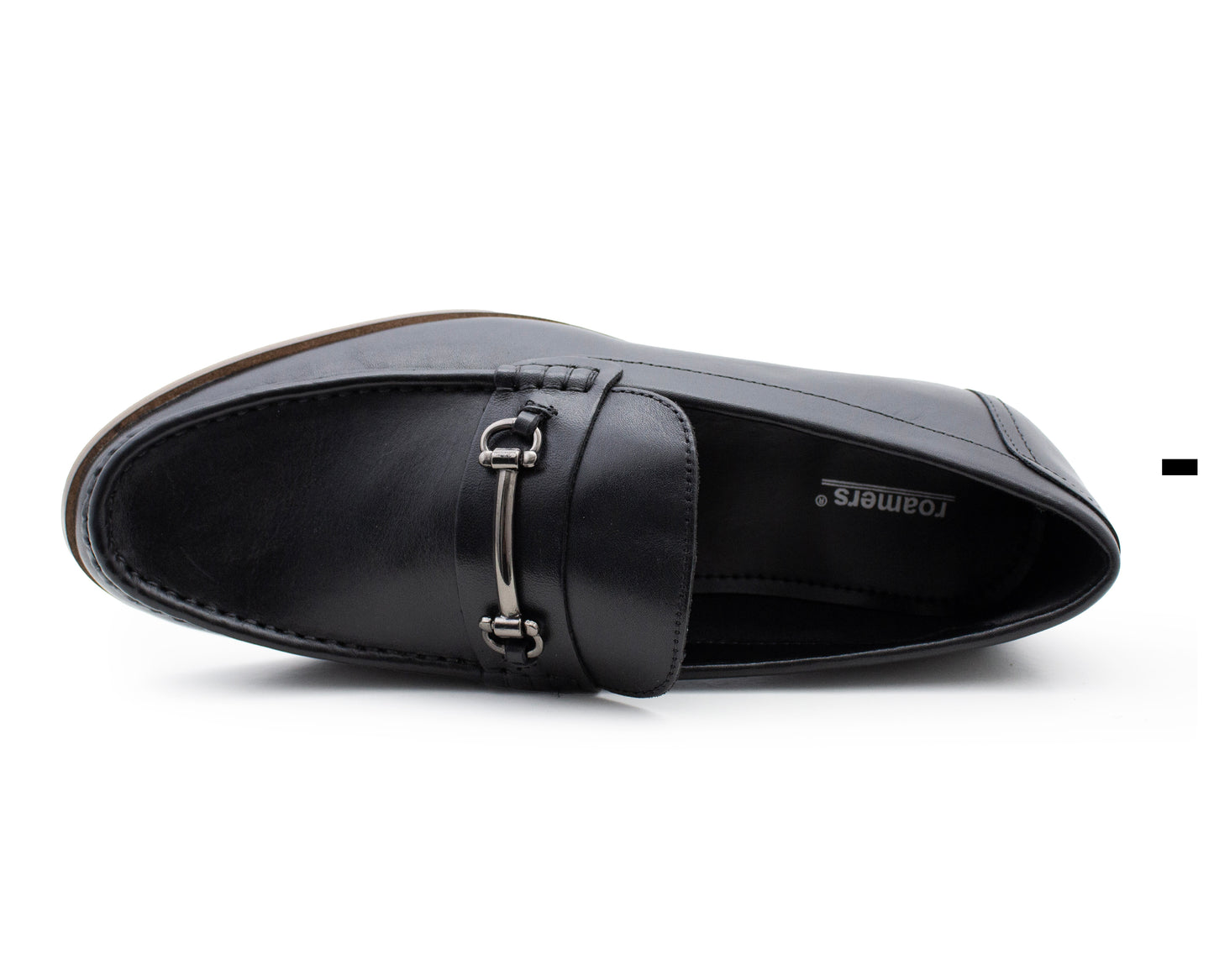 Mens Black Leather Loafers Slip On Formal Smart Shoes Metal Detail Office Wedding Dress Shoes