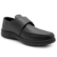 Mens Touch Fasten Formal Shoes Black Faux Leather Gel Foam Insole Smart Office Loafers