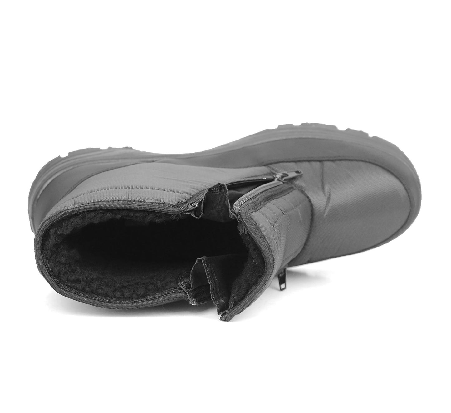 Mens Black Snow Boots Warm Thermal Fleece Lined Zip Up Slip On Insulated Outdoor Winter Walking Ankle Boots