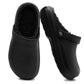 Mens Clogs Warm Fleece Lined Black Thermal Garden Clogs Waterproof Lightweight EVA Adjustable Faux Fur Slippers Hospital House Shoes