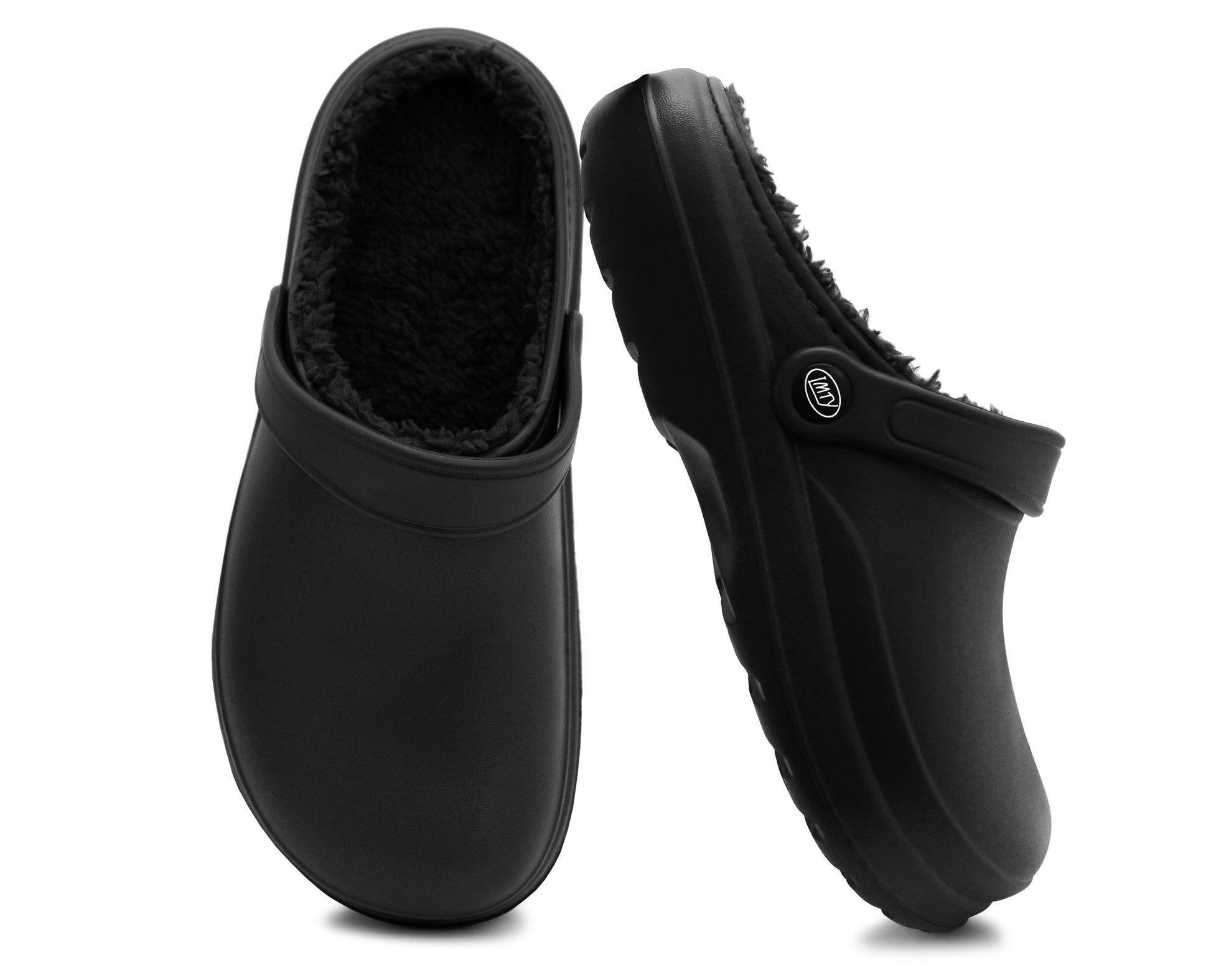 Womens Clogs Warm Fleece Lined Black Thermal Waterproof