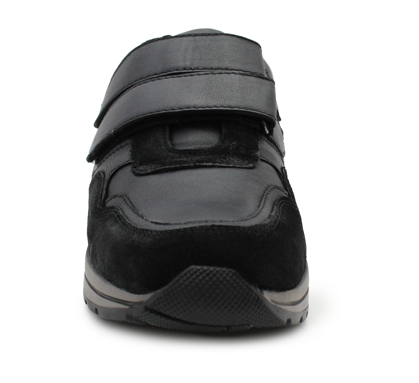 Men’s Black Leather Trainers Shoes Casual Double Strap Touch Fastening Sneakers Smart Slip On Walking Shoes