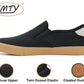 FLORANCE Mens Canvas Slip On Black Gum Sole Trainers Casual Flat Deck Shoe Skate Sneaker Pumps