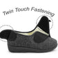 Womens Slippers Warm Fleece Lined Twin Touch Fasten Wide Opening Diabetic Ladies Felt Winter Slip On House Shoes
