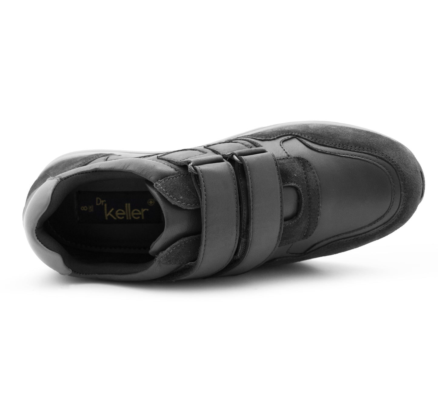 Men’s Black Leather Trainers Shoes Casual Double Strap Touch Fastening Sneakers Smart Slip On Walking Shoes