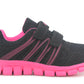 Kids Black Hot Pink Youth Super Lightweight EVA Double Touch Fasten Strap Sports Trainers