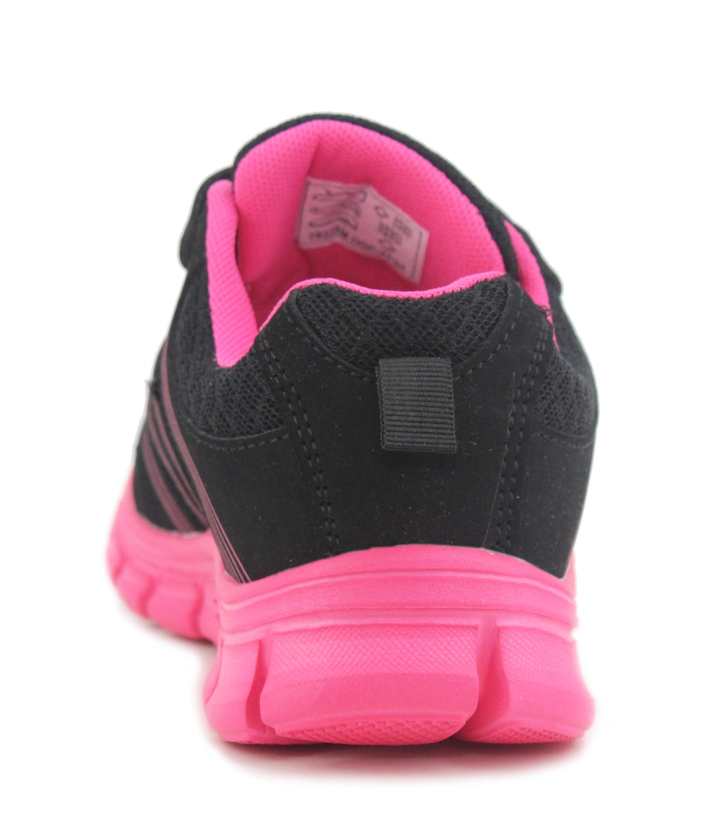 Kids Black Hot Pink Youth Super Lightweight EVA Double Touch Fasten Strap Sports Trainers