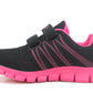 Kids Black Hot Pink Youth Super Lightweight EVA Double Touch Fasten Strap Sports Trainers