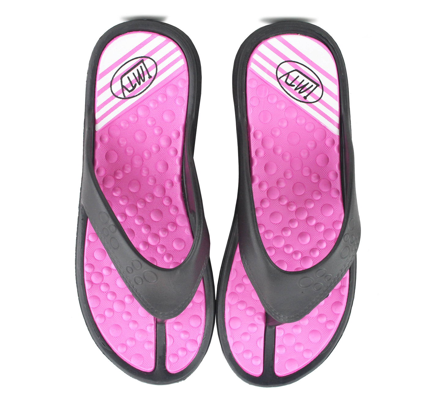 Womens Ladies Lightweight EVA Toe Post Slip On Flat Beach Summer Pool Slides Water Shoes Flip Flops Sandals Black Pink