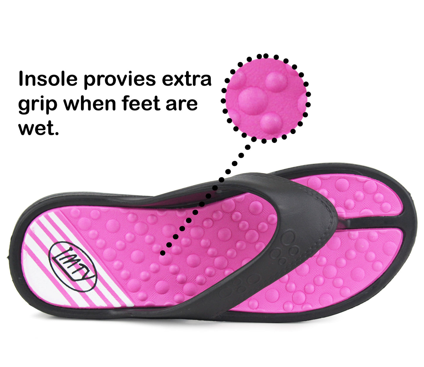 Womens Ladies Lightweight EVA Toe Post Slip On Flat Beach Summer Pool Slides Water Shoes Flip Flops Sandals Black Pink