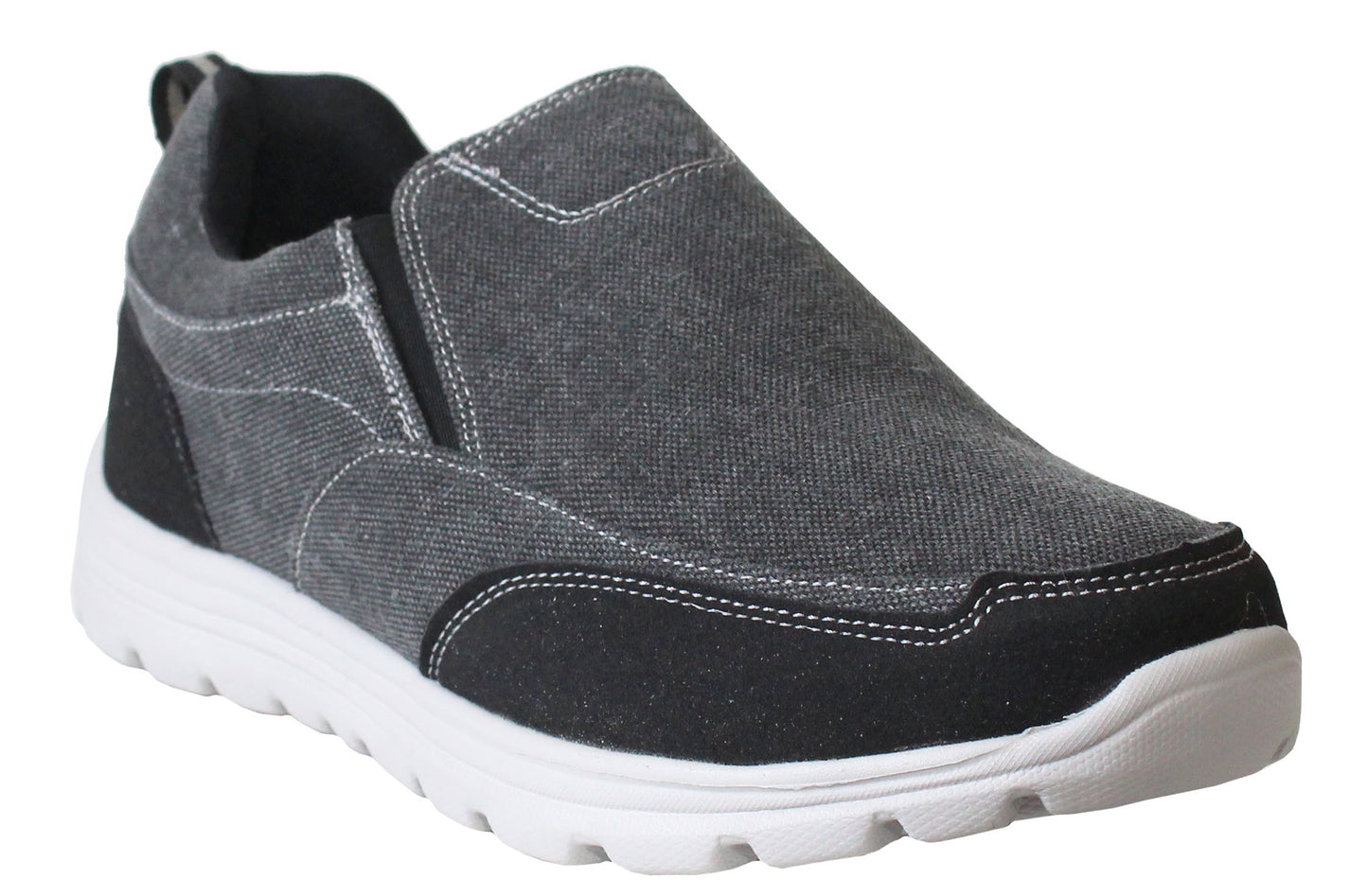 Mens Super Lightweight Memory Foam Slip On Black Denim Canvas Go Walk Running Trainers