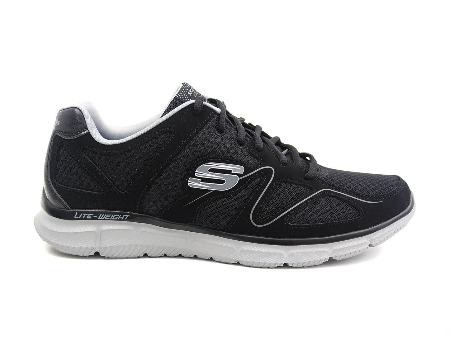 Skechers Men's Verse-Flash Point Sneakers Black/Grey Mesh Lace Up Memory Foam Trainers