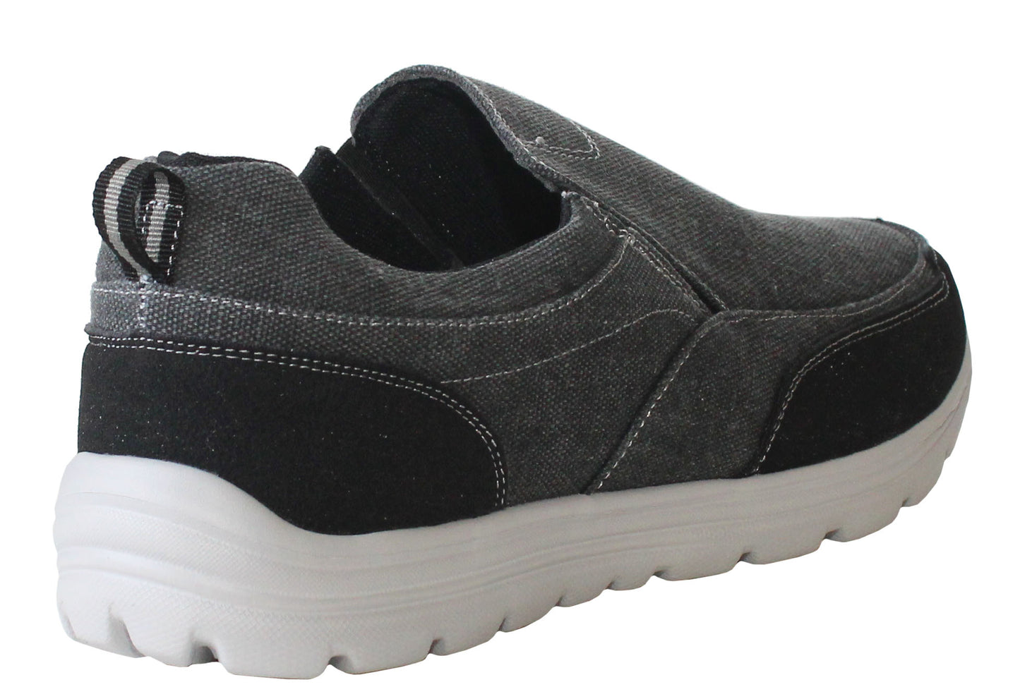 Mens Super Lightweight Memory Foam Slip On Black Denim Canvas Go Walk Running Trainers