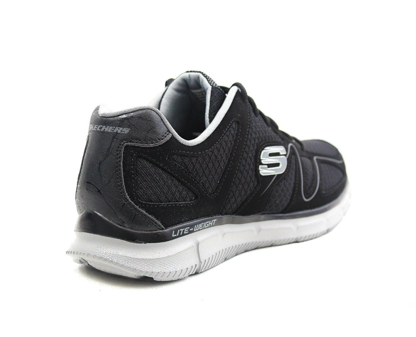 Skechers Men's Verse-Flash Point Sneakers Black/Grey Mesh Lace Up Memory Foam Trainers