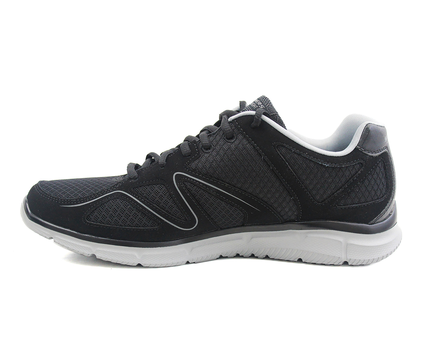 Skechers Men's Verse-Flash Point Sneakers Black/Grey Mesh Lace Up Memory Foam Trainers