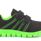 Kids Black Neon Green Youth Super Lightweight EVA Double Touch Fasten Strap Sports Trainers